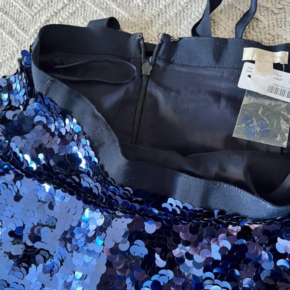 💙 NWT J Crew Collection Sequin Midi Skirt with Tie Belt Royal Navy Blue💙 - Picture 9 of 9
